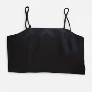 Forever 21 Black Satin-Finish Cropped Cami in a size Small.